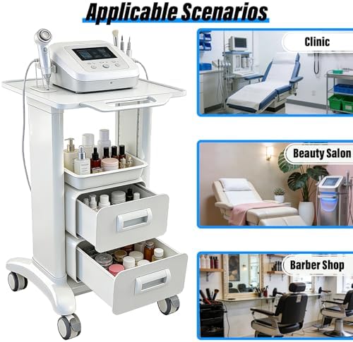 Medical Trolley Cart Mobile with Drawers, Hospital Ultrasound Cart with 4 Silent Swivel Wheels, Portable Medical Trolley Carts, 225 LBS Load, for Beauty, Salon, Clinic and Lab - Image 7