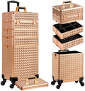 AROUS 5 in 1 Rolling Makeup Train Case with Lid Cosmetology Case on Wheels by Unknown