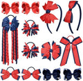 DEEKA Navy Blue & Red School Hair Accessories Set 13 Pcs Uniform Hair Bow Headband Clips Hair Ties Curly Korker Bows for Little Toddler School Girls (Navy Blue&Red) by DEEKA