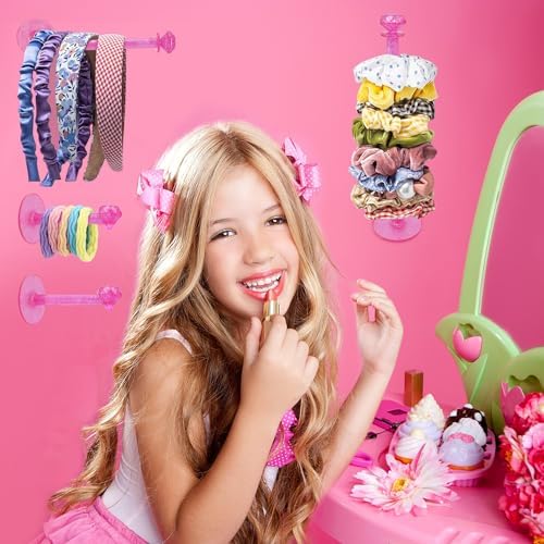 4Pcs Headband Holder Stand Scrunchie Organizer, Girls Hair Accessories Organizer Storage for Headband Hairband Hair Ties, Clear Glitter Adhesive Scrunchy Holder Scrunchie Storage… - Image 2