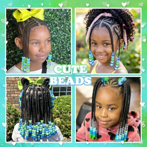 NAISKA 102PCS Green Blue Hair Beads for Braids Box Braids Jewelry Loc Beads - Image 3