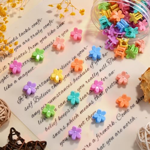 SAOROPEB 100Pcs Mini Flower Hair Clips, Colorful Hair Accessories (Pastel) - Image 6