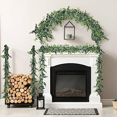Sggvecsy Artificial Eucalyptus Garland 6 Pack Fake Eucalyptus Greenery Garland Faux Hanging Plants Artificial Vines, 5.6 Feet/Strand for Wedding Backdrop Arch Wall Table Party Outdoor Festival Decor - Image 3