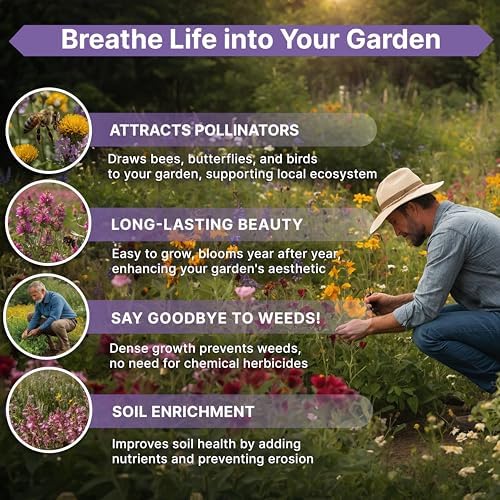 Organo Republic 23 Wildflower Seeds Annual & Perennial Mix for Indoor & Outdoors, Attract Birds & Butterflies 25,000+ Non-GMO, Heirloom Garden Seeds, 1oz Packet for Growing Wild Flowers - Image 5