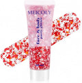 MEICOLY Red and White Face Hair Glitter Gel,Body Glitter for School Spirit Accessories, Game Day,Pep Rally, Sports Fans, Book Character Costumes, Reading Week,Halloween Festival Party Makeup by MEICOLY
