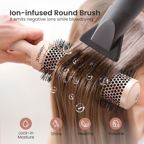AIMIKE Round Brush for Blow Out, Extra Long Round Hair Brush -1.7" Barrel - Image 4