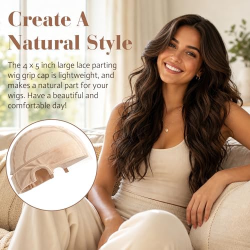MEEZY Skin Color Lace Wig Grip Cap with 4 Pcs Stocking Hairnets for Women, Non-Slip Wig Caps with Grip Band for Lace Front Wig, Adjustable Elastic Headband Accessories for Secure Hold - Image 4