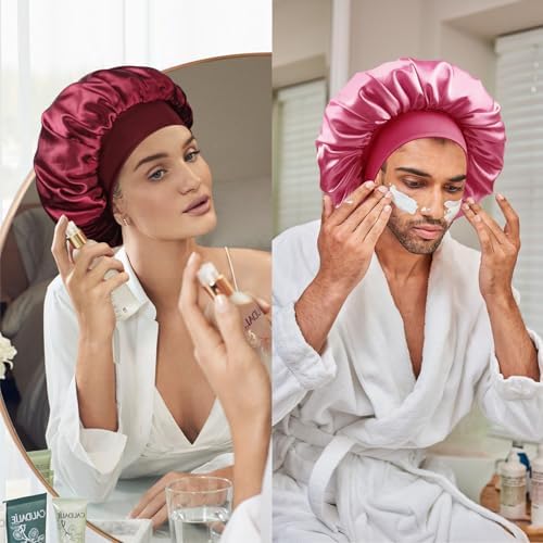 Satin Silk Bonnet for Hair, Double Layer Sleep Cap for Men & Women - Image 6