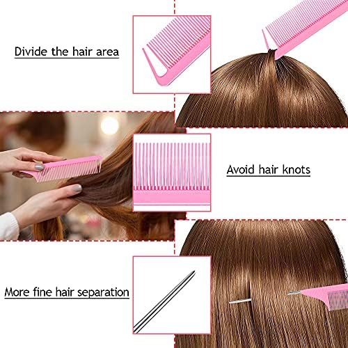 TsMADDTs Hair Styling Tool Set - 3 Pcs French Braid Tool, Rat Tail Comb, and Metal Braiding Pin in Pink - Image 4