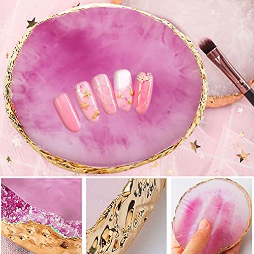 2 Pcs Resin Nail Art Palette, Round Mixing Board, Blue White - Image 4