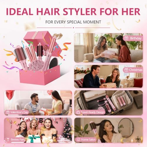 Hot Air Styler Set w/Auto-Wrap Curlers & High Speed Hair Dryer Brush,1400W - Image 6