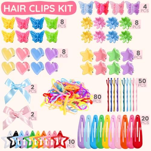 Teenitor Hair Accessories for Girls 193pcs Hair Clips for Girls Toddler Hair Accessories, Mini Girls Hair Clips, Small Claw Clips Bobby Pins and Hair Ties - Image 2