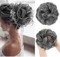 CJL HAIR Large Messy Bun Hair Piece Wavy Curly Scrunchies Synthetic Chignon Ponytail Hair Extensions Thick Updo Hairpieces for Women Steel Grey by CJLHAIR