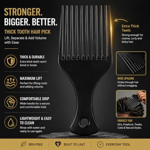 3-Piece Curl Sponge Kit with Afro Pick and Styling Comb - Image 4