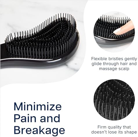 Crave Naturals Glide Thru Detangling Brush, Detangler Brush for Curly, Straight, Wet and Dry Hair Comb for Adults and Kids, Hair Accessories for Women, Black (Pack of 2) - Image 3