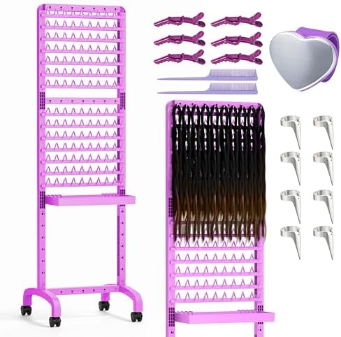 Braiding Hair Rack 280 Pegs with Tray and Braid Tools by Sunnacate