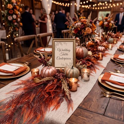 Daifunli 24 Pcs Artificial Fall Hanging Plants Fake Hanging Ferns Plastic Autumn Faux Plants for Wall Room Garden Garland Indoor Outdoor Decor No Basket (Fall Boston) - Image 5
