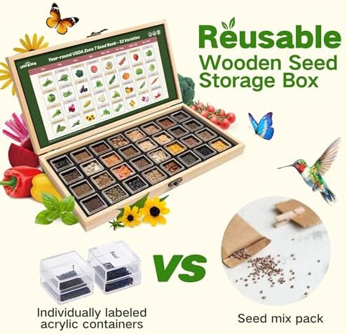 Year-Round Zone 7 Seed Bank, Gift for Mom Dad, 32 Varieties Heirloom Seeds - Image 7