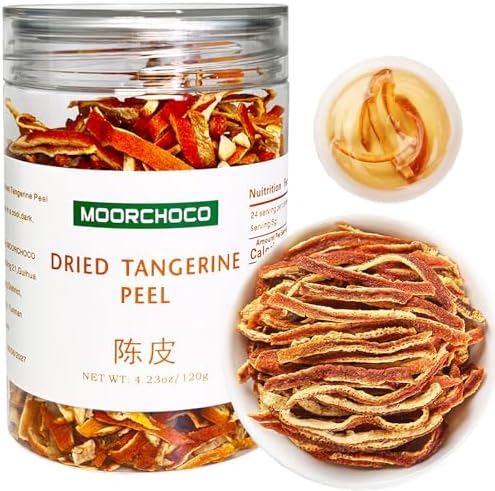 Dried Tangerine Peel Strips - Pure Natural Chinese Herbal Medicine -dried orange peel 4.23oz/120g Used for making soup-Brewing tea- 陈皮Chen Pi(Dried Tangerine Peel) by MOORCHOCO