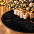 48 Inch Black Christmas Tree Skirt, Soft Faux Wool Tree Base Cover by Unknown
