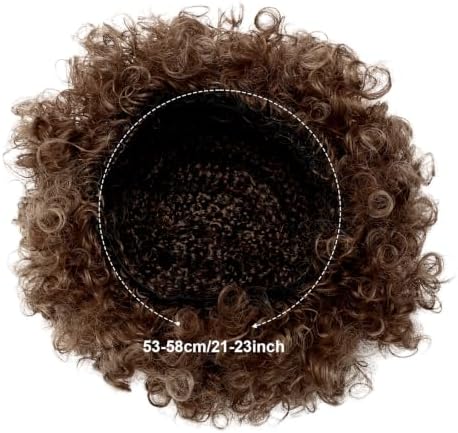 Gejoy Mens Disco Costume Set, 70s Afro Wig Glasses Chain, Brown Hair - Image 5