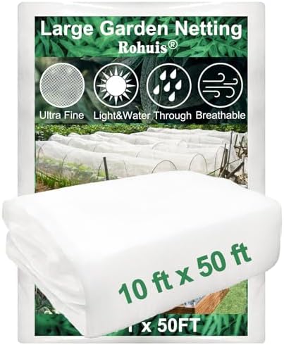 Garden Netting Pest Barrier, 10x50 FT Ultra Fine Mesh Insect Netting by Rohuis