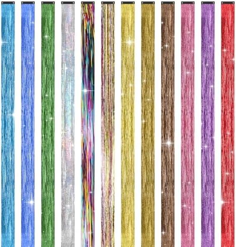 Leuceiy Hair Tinsel Clip in,Hair Accessories Tinsel Hair Extensions for Girls Pack of 6 Pcs 20 Inch,Fairy Hair Tinsel Kit,Heat Resistant New Years Festival Party by HOME