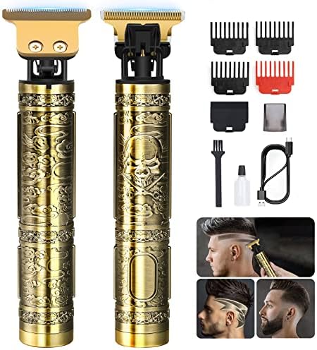 YOGINGO Professional Hair Trimmer for Men, Cordless Rechargeable Beard Trimmer Hair Clippers for Men, Metal Body Cutting Grooming Kit, Beard Shaver Barbershop, Bronze by YOGINGO