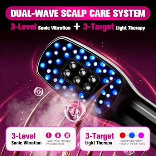 Electric Scalp Massager Hair Brush with Oil Applicator Red Light Therapy - Image 2