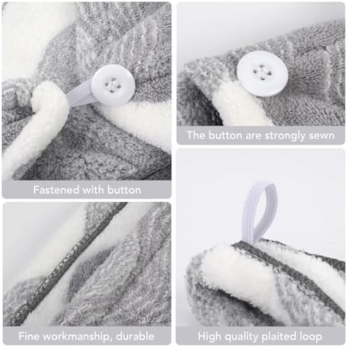 SINLAND Hair Drying Cap Hair Towel for Women 3 Pack Grey - Image 4