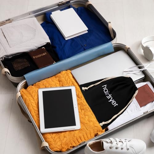 Hair Dryer Bag with Drawstring - Travel Container for Hair Tools, Use at Home, Gym, Hotels (Black) - Image 4