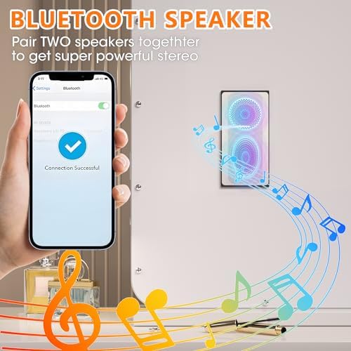 ouboyo 36''X23.9'' Hollywood Vanity Mirror with Lights, with Bluetooth Speaker, 3 Color Lighting Modes & Stepless Dimming, USB & Type-C Charging Port, 5X Magnification - Image 2