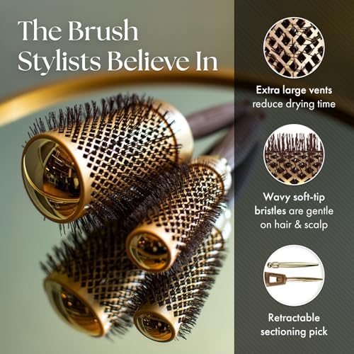 Olivia Garden NanoThermic Ceramic + Ion Round Thermal Hair Brush - Not Electrical - Professional Blowout Brush for Normal to Thick Hair - Image 4