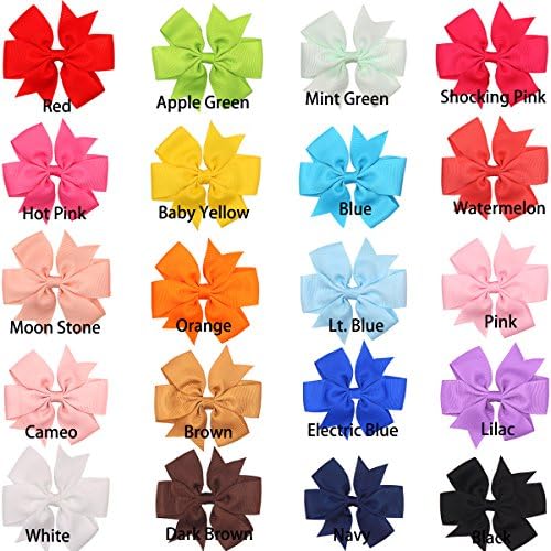 CÉLLOT 40Pcs 3 Inch Boutique Grosgrain Ribbon Pinwheel Hair Bows Alligator Clips For Girls Toddlers Accessories Teens Gifts In Pairs - Image 2