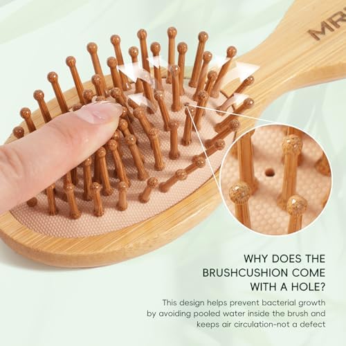 MRD Bamboo Hair Brush Set, 4-Piece Detangling Hairbrush and Comb Kit, Paddle Brush for Women Men Kids, All Hair Types-Gift Box - Image 6