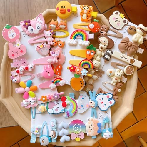 62PCS Toddler Girls Hair Accessories Set - Flower, Rainbow, Candy Fruits Barrettes, Hair Pins & Clips for Kids - Image 4
