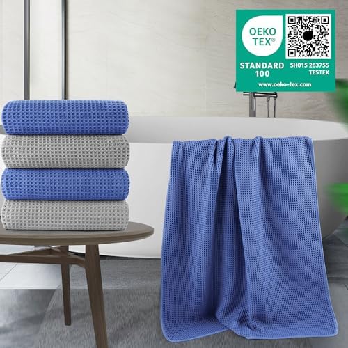 POLYTE 430 GSM Poly Blend Microfiber Quick Dry Waffle Bath Towel, 30x60 in - Image 3