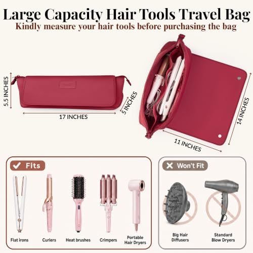 BAREFOOT CARIBOU Hair Tools Travel Bag and Heat Resistant Mat 17"(Burgundy) - Image 3