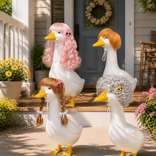 4Pcs Porch Goose Wigs with Hair Clips, Goose Statue Accessories for 17 23” - Image 3