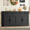 usikey 55" Buffet Cabinet with Storage and Drawers, Large Sideboard Buffet Cabinet with Adjustable Shelves and Doors, Modern Coffee Bar for Kitchen, Living Room, Black by USIKEY