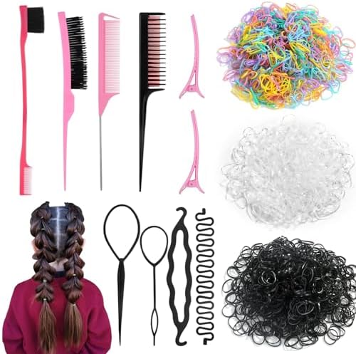 Hair Braiding Kit, 1512Pcs Small Hair Rubber Bands with Hair Loop Tool by Evatage