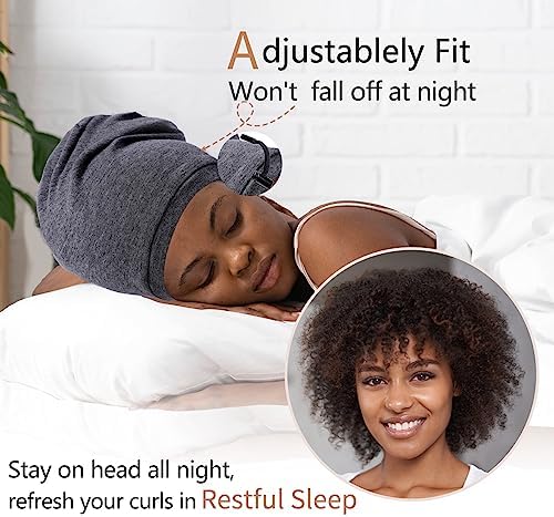 2 Pcs Adjustable Silk Hair Bonnet for Sleeping, Satin Lined Sleep Cap for Women and Men, Silk Hair Wrap Slouch Beanie. - Image 2