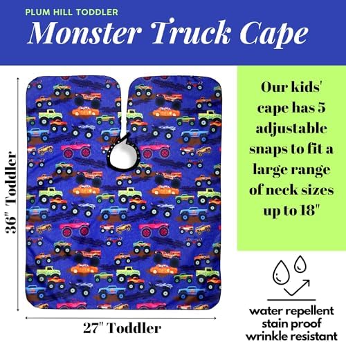 Monster Truck Barber Cape - Toddler Little Kids Size For Hair Cutting - Image 4