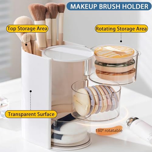 Azurphoric Hair Accessories Organizer with Hair Brush Holder(White,3-Layer) - Image 4