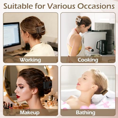 French Flat Hair Clips for Women 6pcs Hair Claw Clips for Thick or Thin Hair Matte Claw Clips for Girls Barrettes Non-Slip Strong Hold Hair Accessories for Women (Brown Grey) - Image 5
