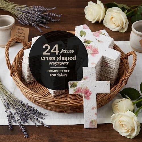 24 Pink Cross Plantable Memorial Gift Tags - Image 3