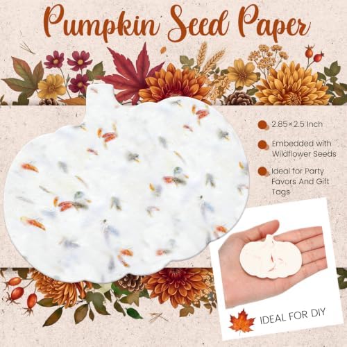 Dunzoom 50 Pcs Plantable Seed Paper Tags Wildflower,Pumpkin Shape - Image 2