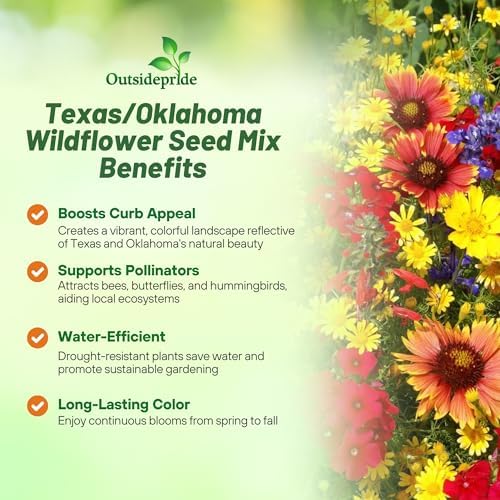 Outsidepride Texas & Oklahoma Wildflower Seed Mix - 1 lb. Drought-Tolerant, Blend of Annual & Perennial Flower Seeds for Vibrant, Pollinator-Friendly Gardens, Thrives in Full Sun & Well-Drained Soil - Image 4