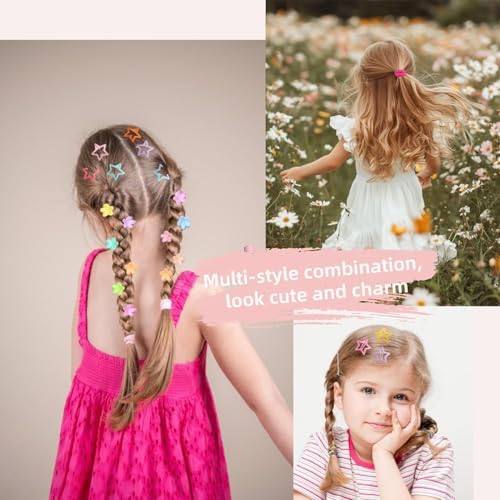 1256 pcs Hair Accessories for Girls Ponytail Holders Toddler Hair Ties with 30 pcs Mini Hair Clips 20 pcs Star Hair Clips - Image 4