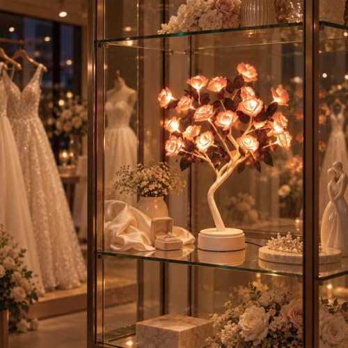 Rose Tree Lamp,Tabletop Decoration,Bonsai Light Tree for Rooms - Image 5
